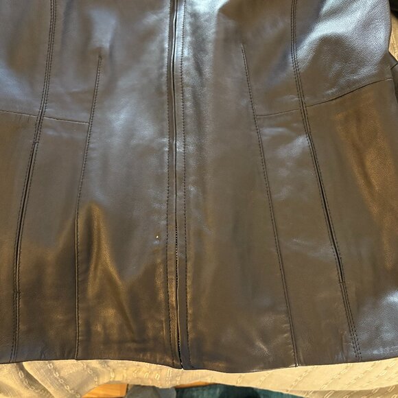 Cole Haan Black Wing Collar Leather Jacket SZ XL - Picture 5 of 5